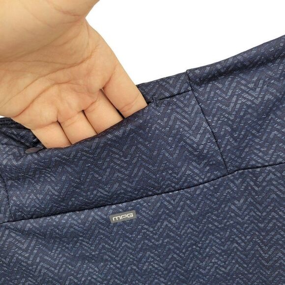 MPG Activewear Skirt M Navy Blue Print Stretch High Low Aline Pockets Athletic - Picture 6 of 15